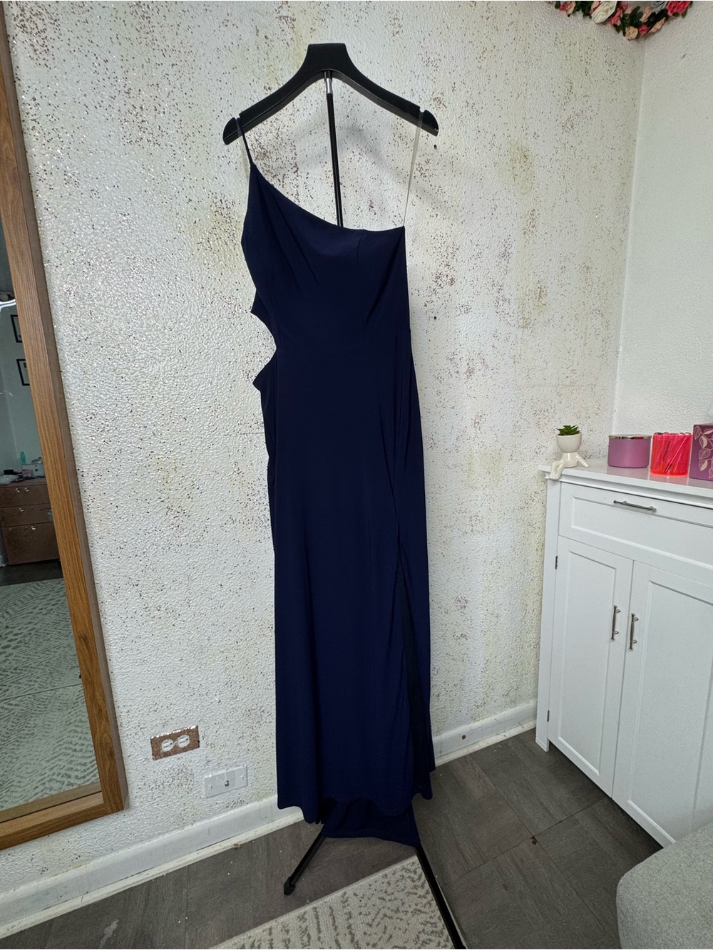 Women’s Navy One-Shoulder Cutout Evening Dress